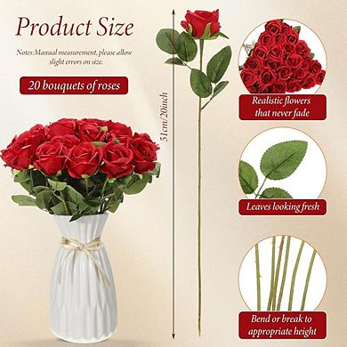 Artificial Rose Bouquet Set Real Touch Silk Flowers for Home & Events