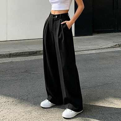 Women Chic Wide-Leg Pants with Elastic Back Waist