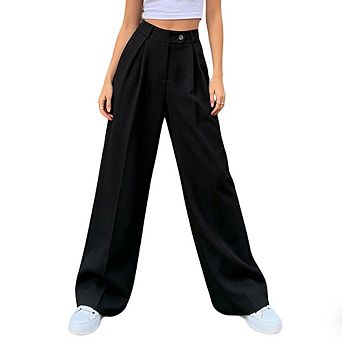 Women Chic Wide-Leg Pants with Elastic Back Waist