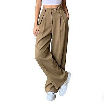 Women Chic Wide-Leg Pants with Elastic Back Waist
