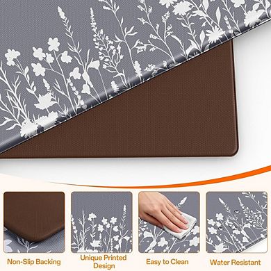 Cushioned Anti Fatigue Kitchen Mat Set Non Slip Water Resistant Floor Rugs