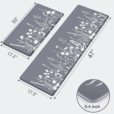 Cushioned Anti Fatigue Kitchen Mat Set Non Slip Water Resistant Floor Rugs