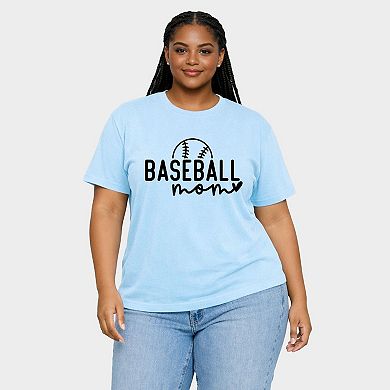 Baseball Mom Ball - Women's Plus Sized Garment Dyed Graphic T-Shirt