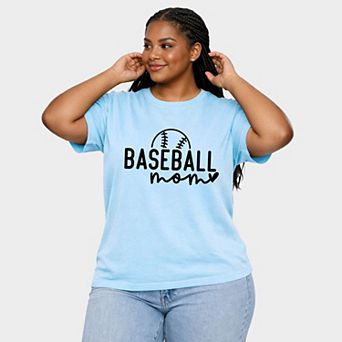Baseball Mom Ball - Women's Plus Sized Garment Dyed Graphic T-Shirt