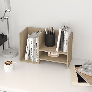 Furinno Desk Organizer Office Shelf with Compartment Stores Open Storage for Bedroom Kitchen