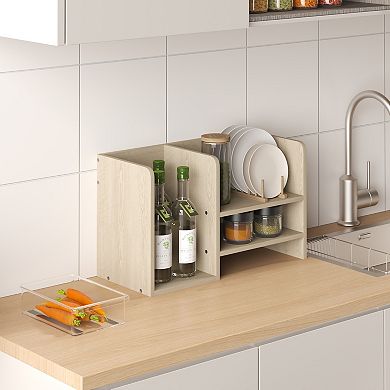 Furinno Desk Organizer Office Shelf with Compartment Stores Open Storage for Bedroom Kitchen