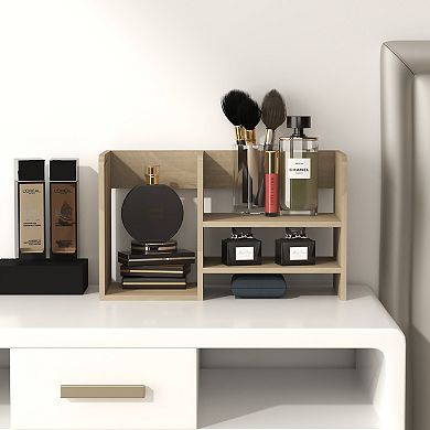 Furinno Desk Organizer Office Shelf with Compartment Stores Open Storage for Bedroom Kitchen