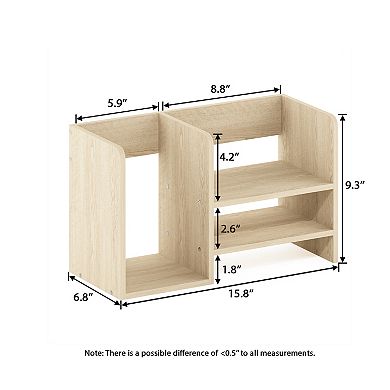 Furinno Desk Organizer Office Shelf with Compartment Stores Open Storage for Bedroom Kitchen