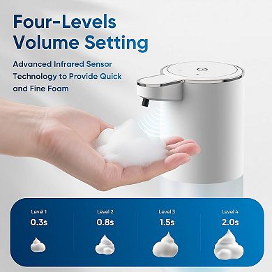 Automatic Touchless Soap Dispenser 400ml, Foaming, Rechargeable, 4 Levels, Waterproof