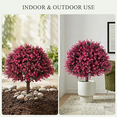 2-Pack 24" Artificial Eucalyptus Shrubs,UV Resistant Faux Greenery with Stakes for Outdoor Decor