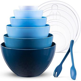 14 pc Plastic Nesting Bowls with Lids Microwave & Dishwasher Safe