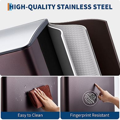 Large Capacity Dual Compartment Kitchen Trash Can, Stainless Steel, Removable Buckets