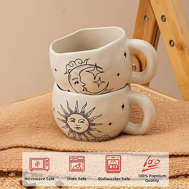 Moon Sun Ceramic Coffee Mugs Gift Set— Mother's Day Gift