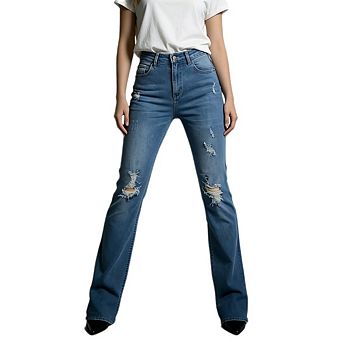 Skinny Jeans for Women Trendy High Waist Stretch Distressed Cropped Y2K Pants With Pockets