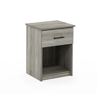 Furinno 15.6" x 17.8" x 24.2" Nightstand End Table with Drawer & Open Storage
