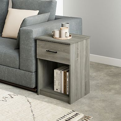 Furinno 15.6" x 17.8" x 24.2" Nightstand End Table with Drawer & Open Storage