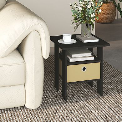 Furinno 15.51" x 15.5" x 17.52" Wood Nightstand Bedside Table with Drawer & Shelf