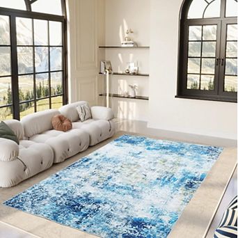 Anti-Slip Backing Abstract Area Rug, Stain Resistant Rugs for Living Room, Kids Room
