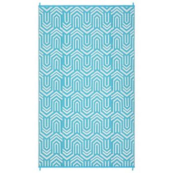 Modern Outdoor Plastic Mat, Geometric Striped Rug, Easy Care Portable Low Pile Carpet