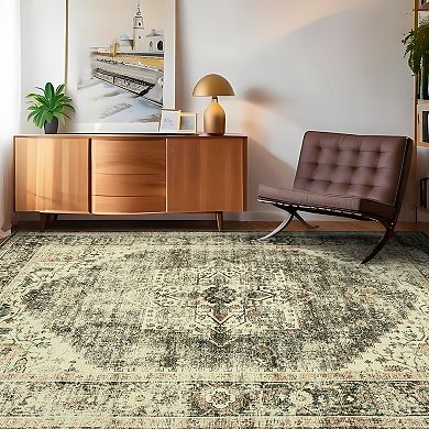 Polyester Imitation Cashmere Persian Washable Area Rug Flower Printed Rectangular Foldable Rug