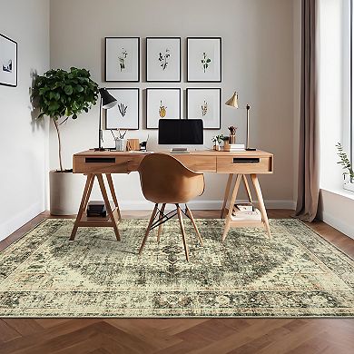 Polyester Imitation Cashmere Persian Washable Area Rug Flower Printed Rectangular Foldable Rug