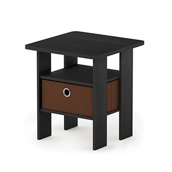 Furinno 15.51" x 15.5" x 17.52" Wood Nightstand Bedside Table with Drawer & Shelf
