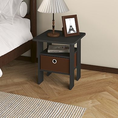 Furinno 15.51" x 15.5" x 17.52" Wood Nightstand Bedside Table with Drawer & Shelf