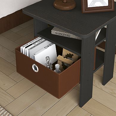 Furinno 15.51" x 15.5" x 17.52" Wood Nightstand Bedside Table with Drawer & Shelf