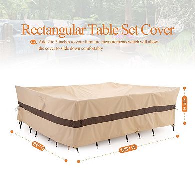Premium Waterproof Outdoor Patio Rectangular Table Cover, Solution Dyed Rip-Stop Fabric