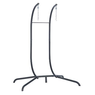 Eazegath Outdoor Grey Wicker Double Egg Swing Chair Hanging Hammock with Stand and Cushions