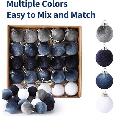 2.36 Inch (6 cm) Velvet Ball Ornaments Shatterproof Plastic Decorations