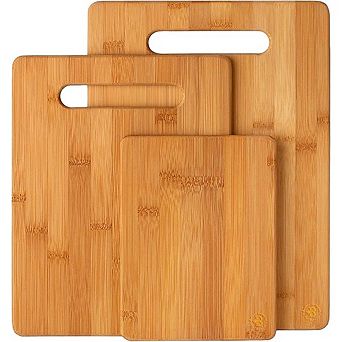 100% Bamboo Cutting Board Set of 3 for Kitchen Food Prep Large Medium Small
