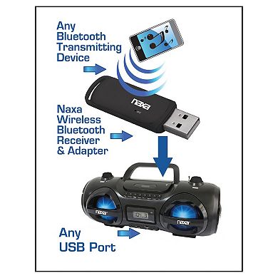 Naxa Wireless Audio Adapter with Bluetooth for USB Connectors