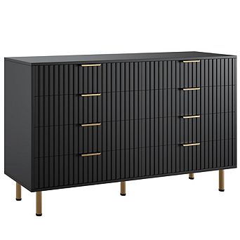 Fluted Modern 8-Drawer Extra Wide Dresser, Massive Storage Chest
