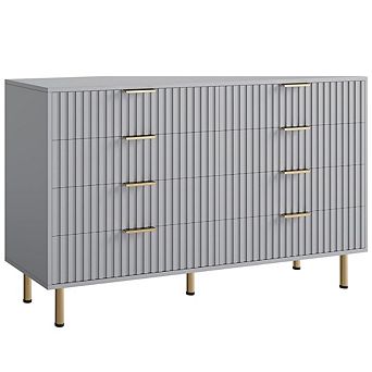 Fluted Modern 8-Drawer Extra Wide Dresser, Massive Storage Chest
