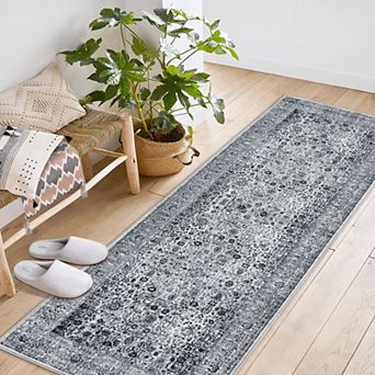 Runner Rugs for Living Room Bedroom, Long Washable Rug, Vintage Beige Camel Floral Boho Carpet
