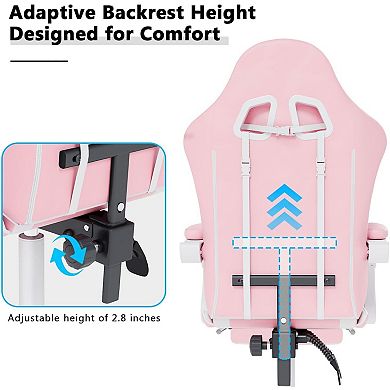 High-Back Ergonomic Gaming Office Chair w/ Footrest, Recline, PU Leather, Lumbar & Headrest