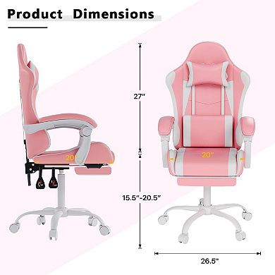 High-Back Ergonomic Gaming Office Chair w/ Footrest, Recline, PU Leather, Lumbar & Headrest