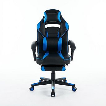 High-Back Ergonomic Gaming Office Chair w/ Footrest, Recline, PU Leather, Lumbar & Headrest