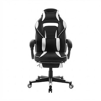 High-Back Ergonomic Gaming Office Chair w/ Footrest, Recline, PU Leather, Lumbar & Headrest