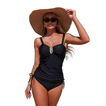 Women Two Piece Tankini Swimsuit Bathing Suits Swimwear Swimsuit Top with Bottom