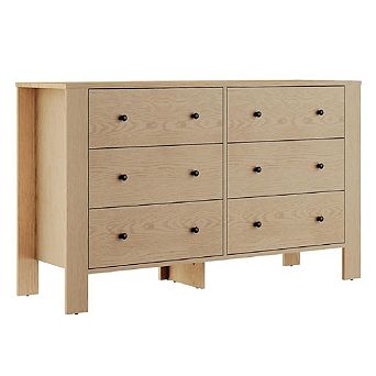 Dresser for Bedroom, Large 6 Drawer Dresser with Deep Drawers and Metal Knobs