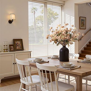 Long Stem Faux Silk Pompon Mums & Eucalyptus Set, 16-Piece Beige Artificial Flowers for Home
