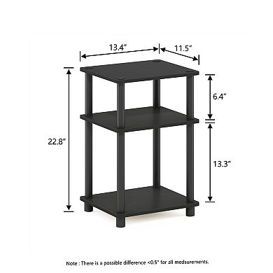 Furinno 11.5" x 13.4" x 22.8" 3-Tier Wood Nightstand Modern End Table