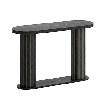 Fluted Console Table, 42.5 Inch Narrow Wood Entryway Table with Storage Shelf
