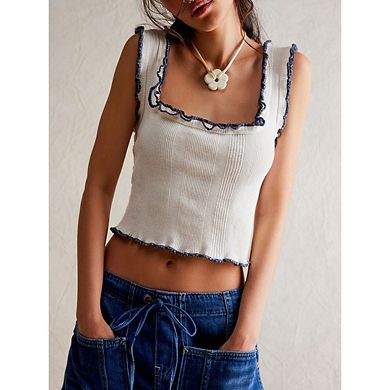 Women's Tank Tops Summer Square Neck Ruffle Straps Solid Color Casual Sleeveless Top