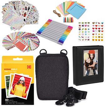 Kodak 3x4" Premium Zink Photo Paper (40 Pack) Accesory Kit with Photo Album, Case, Stickers, Markers