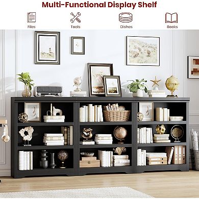 2/3-Tier Bookshelf, Farmhouse Bookcase with Adjustable Shelves, Open Display Storage Rack for Home