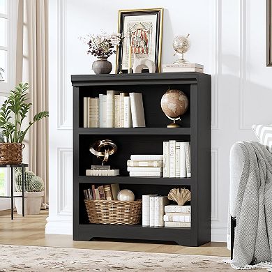 2/3-Tier Bookshelf, Farmhouse Bookcase with Adjustable Shelves, Open Display Storage Rack for Home