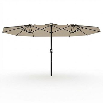13ft Large Patio Umbrella, Outdoor Double-Sided Rectangle Market Umbrella for Poolside Lawn Backyard